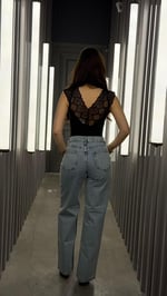 Star Parılıtılı Plazzo Pantolon  Buz Mavisi