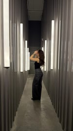 Star Parılıtılı Plazzo Pantolon  Füme