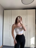 Straplez Fitilli Crop Beyaz