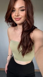 Straplez Fitilli Crop Fıstık Yeşil