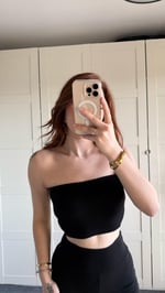 Straplez Fitilli Crop Siyah