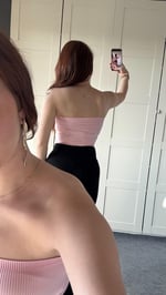Straplez Fitilli Crop Toz Pembe