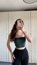 Straplez Fitilli Crop Zümrüt Yeşil