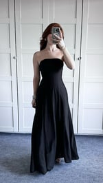 Straplez Maxi Boy Siyah Elbise
