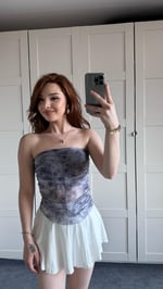 Straplez Mor Gri Geçişli  Tül Crop