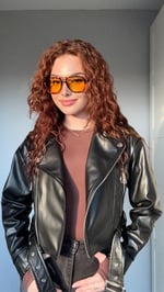 Suni Deri Crop Biker Ceket