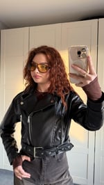 Suni Deri Crop Biker Ceket