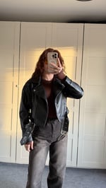 Suni Deri Crop Biker Ceket