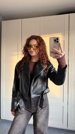 Suni Deri Crop Biker Ceket