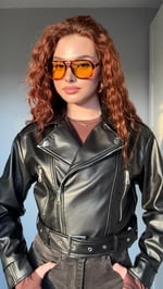 Suni Deri Crop Biker Ceket