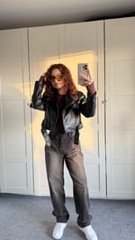 Suni Deri Crop Biker Ceket