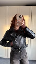 Suni Deri Crop Biker Ceket