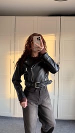 Suni Deri Crop Biker Ceket