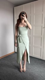 Tasarım Bağlamalı Elbise Mint Yeşili