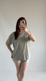 Taşlı Oversize Tişört Yeşil