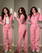 Taşlı Üç İplik Takım Pembe