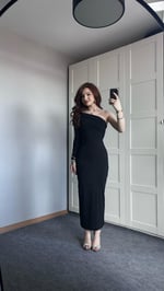 Tek Kol Uzun Madonna Elbise Siyah