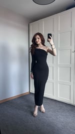 Tek Kol Uzun Madonna Elbise Siyah