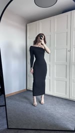 Tek Kol Uzun Madonna Elbise Siyah