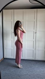 Tek Omuz Büzgülü pudra Elbise