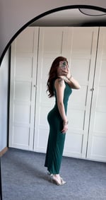 Tek Omuz Büzgülü Zümrüt Yeşili Elbise