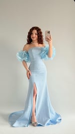 Tiana Prenses Kol İncili Abiye Bebe Mavisi