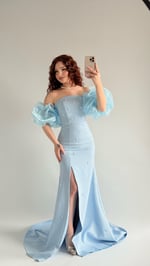 Tiana Prenses Kol İncili Abiye Bebe Mavisi