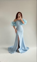 Tiana Prenses Kol İncili Abiye Bebe Mavisi