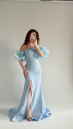 Tiana Prenses Kol İncili Abiye Bebe Mavisi