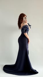Tiana Prenses Kol İncili Abiye Lacivert