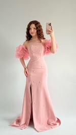 Tiana Prenses Kol İncili Abiye Pembe