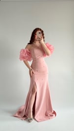 Tiana Prenses Kol İncili Abiye Pembe
