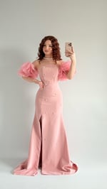 Tiana Prenses Kol İncili Abiye Pembe