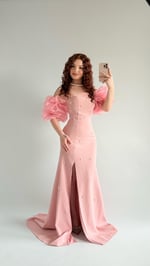 Tiana Prenses Kol İncili Abiye Pembe