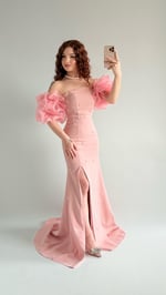 Tiana Prenses Kol İncili Abiye Pembe