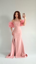 Tiana Prenses Kol İncili Abiye Pembe