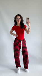 Tokyo Kareli Pijama Kırmızı Siyah