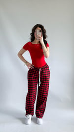 Tokyo Kareli Pijama Kırmızı Siyah