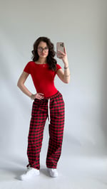 Tokyo Kareli Pijama Kırmızı Siyah