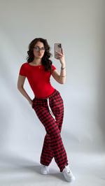Tokyo Kareli Pijama Kırmızı Siyah