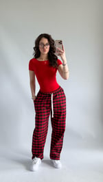 Tokyo Kareli Pijama Kırmızı Siyah