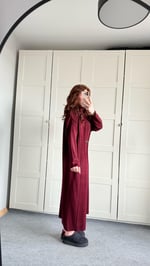 Triko Balıkçı Elbise Hırka Takım Bordo