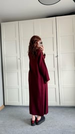 Triko Balıkçı Elbise Hırka Takım Bordo