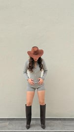 Triko Bodysuit Şort Takım Gri