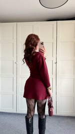 Triko Ceket Etek Takım Bordo