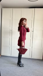 Triko Ceket Etek Takım Bordo