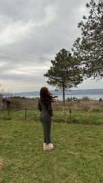Triko Havlu Dokulu Elbise Haki