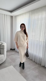 Triko Kalem Etek Takım Bej