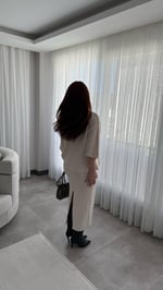 Triko Kalem Etek Takım Bej