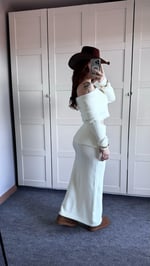 Triko Madonna Etek Takım Ekru
